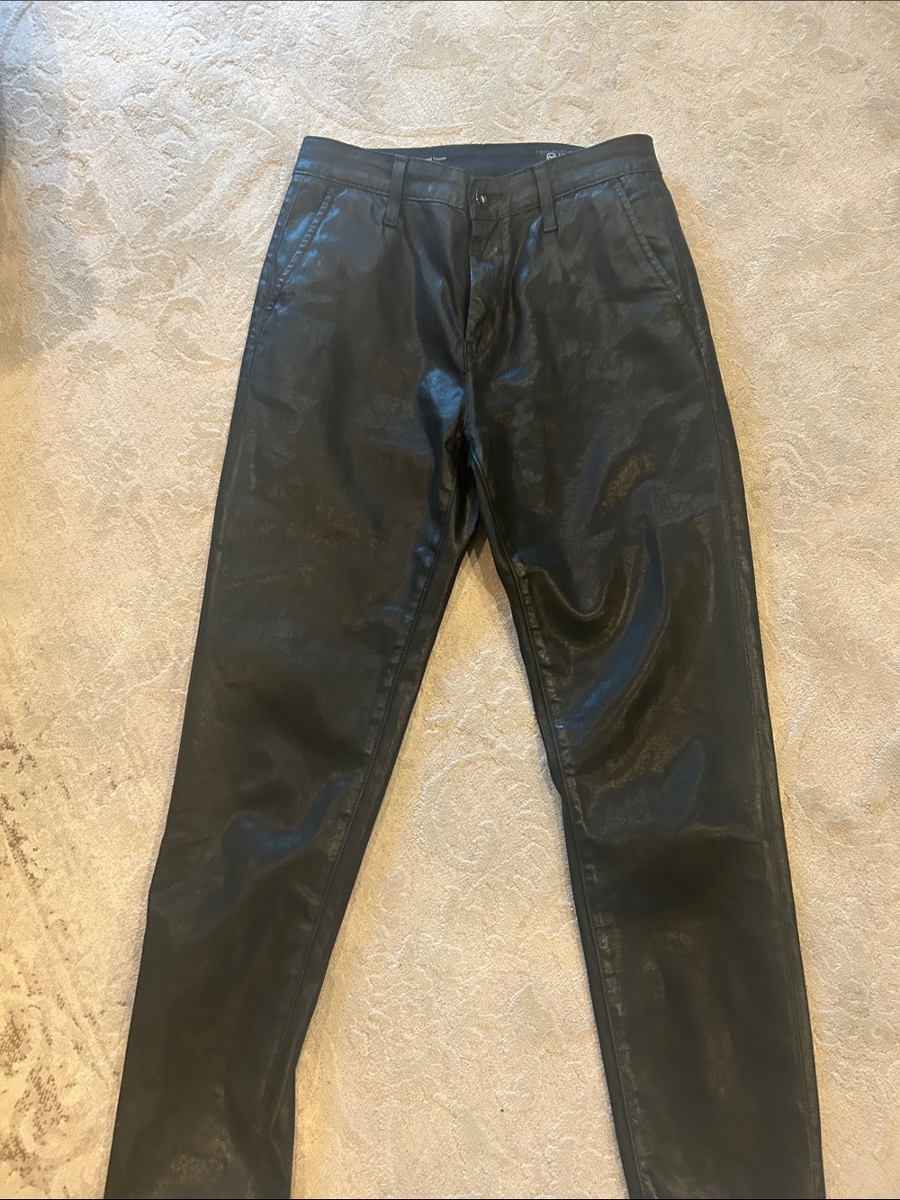 Ag Adriano Goldschmied Black Skinny Coated Jeans